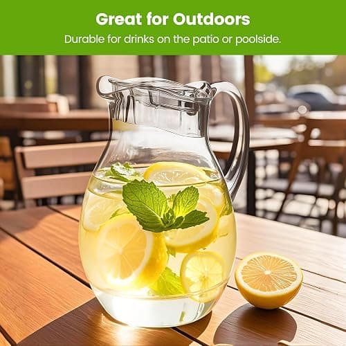 Clear Plastic Pitcher with Lid (72 oz), Unbreakable Water Pitcher with Handle, Fridge Jug, BPA-Free, Shatter-Proof, Great for Iced Tea, Sangria, Lemonade, Juice, Milk, and More thumbnail 6
