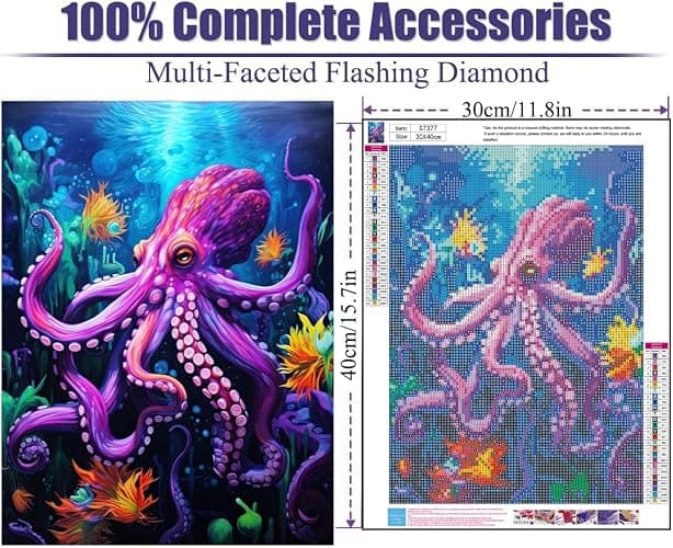 6 Pack Diamond Painting Kits for Adults, 5D DIY Diamond Art Kits for Beginners, Colorful Marine Animals Diamond Dots Kits Gem Arts Crafts for Living Room Bedroom Offices Home Wall Decor 12X16 Inch thumbnail 2