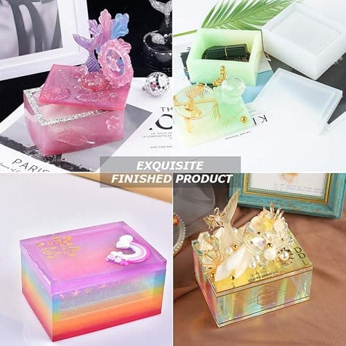 Silicone Tissue Box Resin Mold with Lid Epoxy Resin Casting Mould Tissue Box Cover Napkin Holder DIY Jewelry Trinket Storage Gift Box Craft Supplies Making Home Decoration Gift thumbnail 6