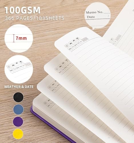 Lined Journal Notebook 365 Pages, A5 Leather Journals for Writing Women & Men, Hardcover Notebook with 100GSM Thick Paper, Daily Journal Notebook for Travel, Work, School, Note Taking, College Ruled thumbnail 4