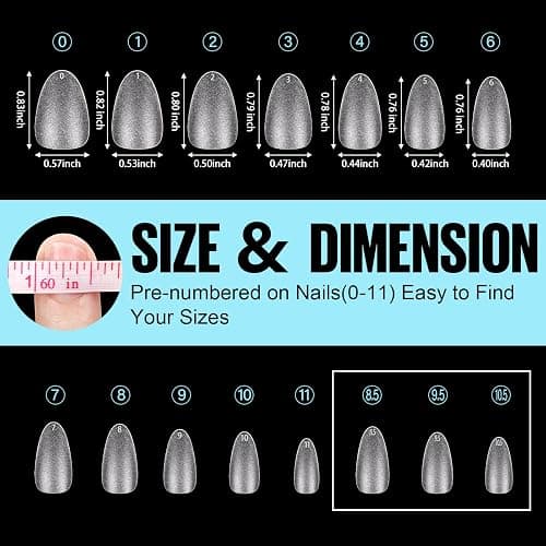 TOMICCA Short Almond Matte Nail Tips & Nail Glue Kit, 150 pcs Full Coverage Soft Gel Nail Tips, No File, 8ml Nail Glue Soak off UV Lamp, Nail Tip Glue Set for Quick Nail Salon thumbnail 4