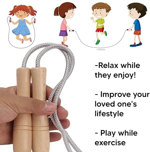 Skipping Rope for Kids, 2.6M Adjustable Children Jump Rope with Wooden Handle, Child Jumping Rope for Girls and Boys thumbnail 5