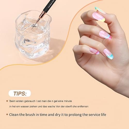 ZEOHBETY Metallic Nail Art Brushes, 5Pcs Nail Art Liner Brushes, Painting Art Design Brush Set Nail Dotting Drawing Tool for Long Lines, Thin Details, Fine Drawing Sizes 4/8/12/20/25mm, Black thumbnail 7