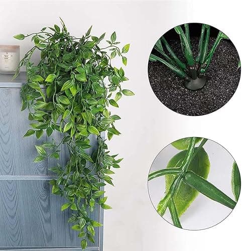 Lafecuw Artificial Hanging Plant, 3 Pack Fake Hanging Plants with Pot, Greenery Faux Fake Ivy Decor, Fake Ivy Potted Plants for Indoor Outdoor Home Decor Wall Room Patio Office Table Shelf thumbnail 5