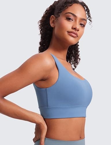 CRZ YOGA Butterluxe U Back Longline Sports Bras for Women - Scoop Neck Padded Yoga Workout Crop Top with Built in Pads thumbnail 4