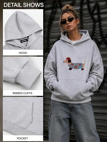Vamtac Weiner Dog Hoodies Mens Oversized Hoodie Pullover Hooded Graphic Sweatshirt Embroidered Dachshund 2026 Trendy Tops thumbnail 4