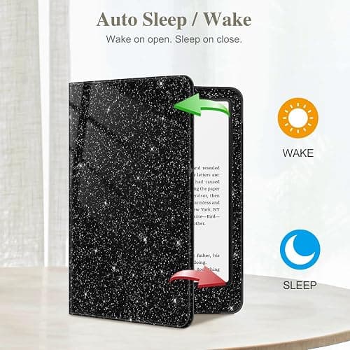Fintie Case for 7"/6.8" Kindle Paperwhite(12th/11th Generation-2024/2021) and Kindle Colorsoft Signature Edition -Slim Foldable Stand Cover Auto Wake/Sleep for Paperwhite 2024, Glitter Black thumbnail 3