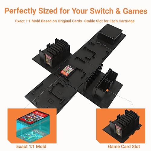 QUBAMG Switch 2 Game Case Compatible with Nintendo Switch 2 & Switch & Oled & Lite Cartridges, 41 Slots Foldable Switch Game Holder Portable Cute Game Card Storage Box Cube, Retro Gift Yellow thumbnail 4