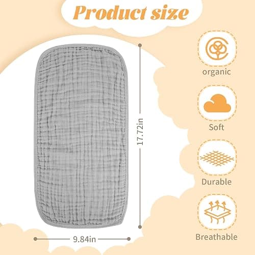 MIGIOL Baby Burp Cloth 100% Cotton Newborn Cotton Muslin Burp Cloth 10x20 inches (Blue & Green 5 Pieces) thumbnail 3