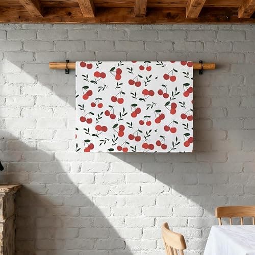 QICLM Cherry Kitchen Towel Decor, Cherry Hand Towel Dish Towel for Kitchen Bathroom Decor, Fruit Lover Gifts, 16x24 Inches thumbnail 6
