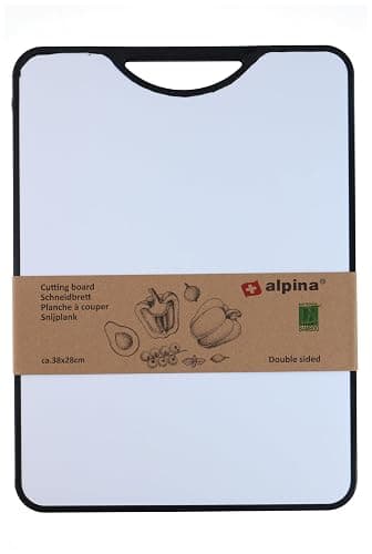 alpina Planche à Découper Double Face en Bambou et Plastique - Plateau Bois Rectangulaire 38 x 28 cm - Plateau de Service et Planche Bois - Plateau Fromage Moderne et Pratique thumbnail 4