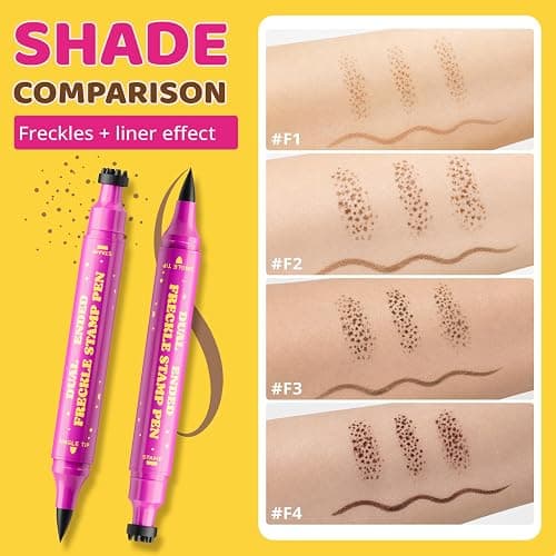Dual-Ended Freckle Stamp Pen,Sponge Stamp & Precision Tip,Caramel Brown 03 | Soft sponge stamp, precision tip, realistic faux freckles, waterproof, long-lasting, buildable color, natural or bold looks thumbnail 5