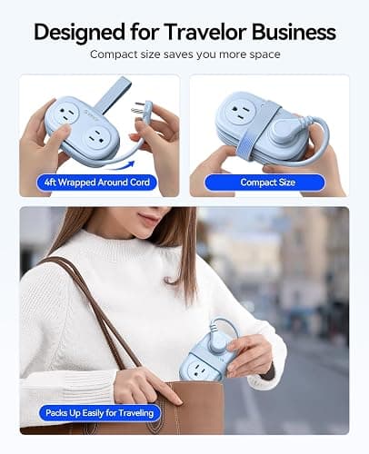 Travel Power Strip with USB C, ORICO 4 Outlets 3 USB Ports (1 USB C) with 4FT Wrapped Short Extension Cord Small Power Strip, Non Surge Protector for Travel, Cruise Ship-AP3 thumbnail 2