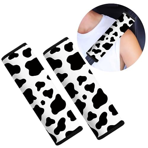 Mokiwala Car Seat Belt Pad Cover, 2-Pack Soft Car Safety Seat Belt Strap Shoulder Pad for Adults and Children, Suitable for Car Seat Belt, Backpack, Shoulder Bag (Cow Pattern) thumbnail 2