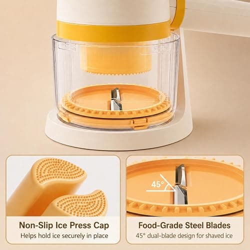 LumenOrbit Electric Snow Cone Shaved Ice Machine, Handheld Shaved Ice & Slushy Maker, Premium Portable Ice Shaver Slushie Machine, 1-year Manufacturer’s Warranty, Yellow thumbnail 4