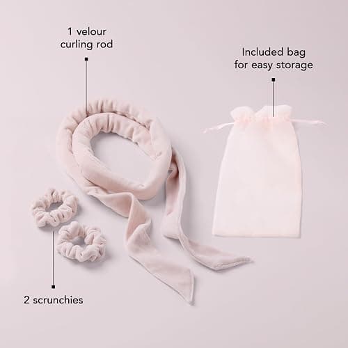 The Hair Edit Heatless Soft Ribbon Curl Set Heatless Curling Rod with 2 Velour Scrunchies for Overnight Curls, No Heat Hair Curler for Women, Damage Free Styling Tool For Long and Medium Hair 69"Long thumbnail 5