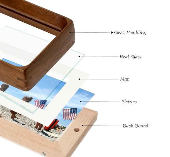 XKIILH 11x14 Picture Frames Walnut Solid Wood with Real Glass Vertical Horizontal Standing Display Photos 5x7/8x10 with Mat or 11x14 Without Mat Lovely Gift for Desk Tabletop Wall Mount H14 thumbnail 8