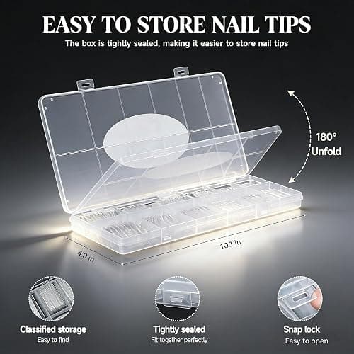 AKA Unicorn Square Gel Nail Tips, 240Pcs Pre-Shaped Full Cover Clear False Nail Tips for Nail Extensions, Long Square Nails Clear Press On Nails for Salon & Home DIY 12 Sizes thumbnail 7