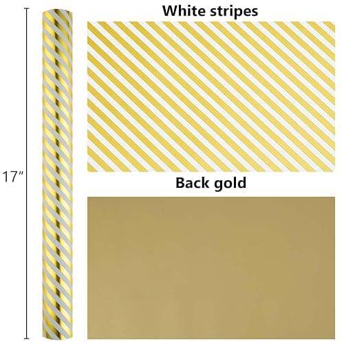 Burymento Platinum Stripe Wrapping Paper, Reversible Gold Gift Wrap for Birthday, Valentines, Mothers day, Graduation, Wedding, Fathers day, Baby Shower, Christmas (17in x 32.8ft) thumbnail 6