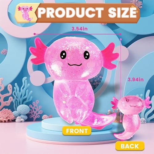 Axolotl Squishy Stress Relief Toy Glitter Fidget Toys Cute Malt Sugar Axolotl Toy Fidget Toys Adults Fidget Toy for Kids Youth Adult, Party Favors Anxiety Relief Squishy Toys(Pink) thumbnail 3