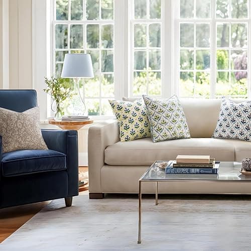 MIULEE Floral Decorative Pillow Covers Set of 2,Block Print Throw Pillow Covers Outdoor Boho Farmhouse Vintage Coastal Summer Accent Cushion Covers for Couch paito Garden Sofa 18x18 Inch, Blue-Green thumbnail 5