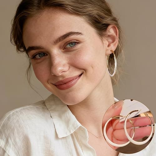 12 Pairs Gold Hoop Earrings Set for Women, Lightweight Hoop Jewelry | Large hoop earrings, 30mm 40mm 50mm sizes, Lightweight design, 14K gold plated, Hypoallergenic, Perfect Jewelry Gift thumbnail 2