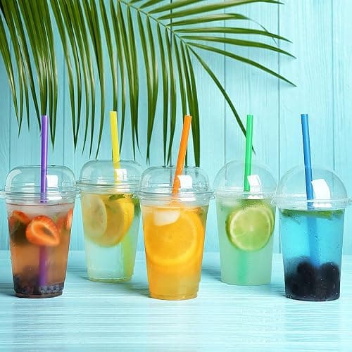 MYJIE 100 Pcs Jumbo Smoothie Straws Boba Straws,Individually Wrapped Multi Colors Disposable Plastic Large Wide-mouthed Milkshake Bubble Tea Drinking Straw(0.43" Diameter and 9.45" long) thumbnail 2