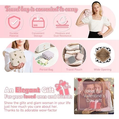 Desing Wish 2 Pcs Sanitary Napkin Storage Bags Women Girls Period Bag Feminine Period Pouch Portable Small Items Travel Organizer Storage Pouch for Teen Ladies Gifts Women thumbnail 3