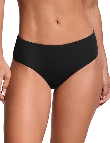 CRZ YOGA Mid Waisted Bikini Bottoms for Women - Full Coverage Bathing Suit Swimsuit Basic Swim Briefs - Image 1