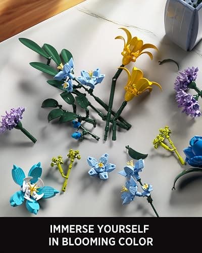 Nifeliz Wildflower Bouquet with Vase Model Toy, Botanical Building Set for Adults, Flower Arrangement for Home or Office Decor, Nature-Inspired Gift for Floral Enthusiasts (902 PCS, NF10337) thumbnail 5