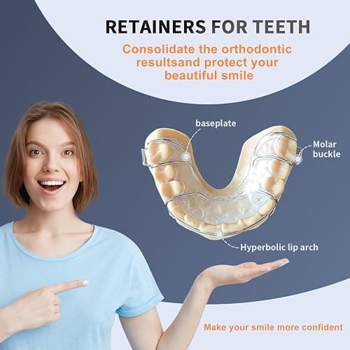 2 Hawley Retainer for Custom Teeth Retention, Custom-Fit Two Retainers for Upper and Lower Teeth - Comfortable and Durable thumbnail 3