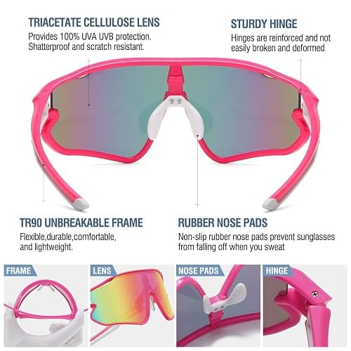 DUCO Kids Sunglasses Youth Baseball Sun Glasses Lightweight TR90 Frame UV400 Sports Cycling Shades for Boys Girls DK268 thumbnail 4