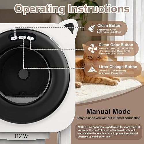 Self Cleaning Litter-Box for Multiple Cats with 76L Large Capacity,Automatic Litter Box with App Control and Safety Sensors Protection (Black) thumbnail 7