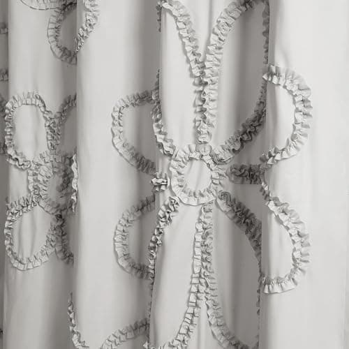 Lush Decor White Ruffle Flower Polyester Shower Curtain, 72" x 72" thumbnail 8