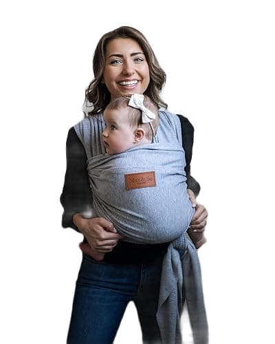 Baby Wrap Carrier - Premium Cotton Baby Carrier Wrap for Newborn to Toddler- Infant Carrier- Baby Holder One Size Fits All with Front Pocket (Grey) by Max&so thumbnail 4