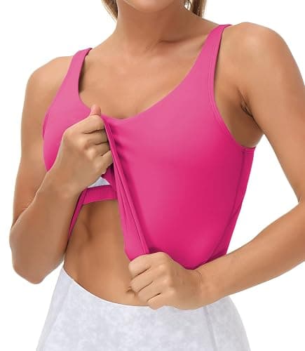 Wjustforu Women Sports Bra Yoga Tank Longline Padded Workout Crop Tank Top Fitness Workout Running Top thumbnail 4
