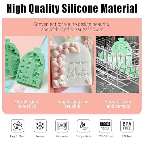 KALAIEN 3 PCS Pearl Bubbles Ball Fondant Molds, Pearl Borders Silicone Mold diy 3d Bubble Fondant Mold for Baking(arch) thumbnail 4