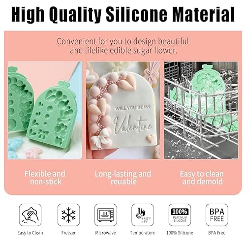 KALAIEN 3 PCS Pearl Bubbles Ball Fondant Molds, Pearl Borders Silicone Mold diy 3d Bubble Fondant Mold for Baking(arch) thumbnail 5