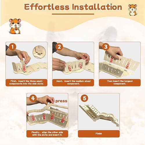Hamster Hideout & Tunnel Set, 2Pcs Wooden House with Climbing Ladder, Exploration Tubes & Observation Shed for Syrian Hamsters, Dwarf Hamsters, Mice, Gerbils, Rats, and Other Small Animals thumbnail 4