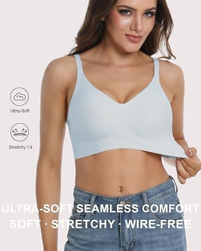 Vinfact 3 Pack Womens Wireless No Underwire Comfort Soft Bras Pullover Jelly Support Seamless Sleep Tshirt Everyday Bralette thumbnail 4