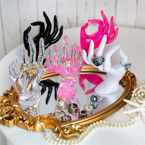 HOMEGOAL Ring Holder, Pink Room Decor, Hand Jewelry Display Holder, Danish Pastel Room Decor, Preppy Decor, Mannequin Hand, Polyresin, 7 Inch (Pink) thumbnail 10