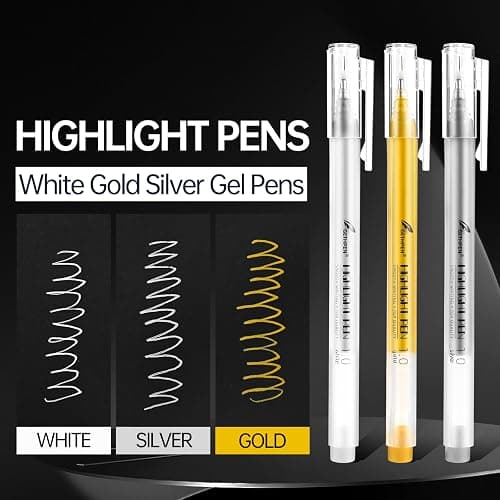 GETHPEN White Gel Pens, 1.0mm Extra Fine Point Gel Ink Pen Set – Opaque Archival Ink Pens for Black Paper Drawing, Bullet Journaling & Artists Drawing, 3 Pack thumbnail 3
