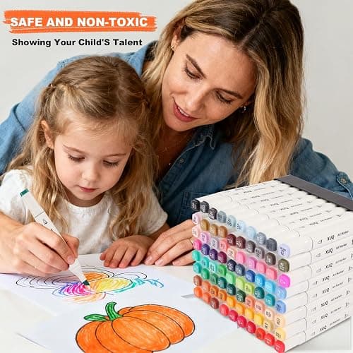 XUQ Alcohol Markers, 80 Colors Dual Brush Tip Permanent Art Markers, Coloring Marker, for Book Painting Card Making, Christmas gift for Adults Kids 8-12 Great Value Pack for Beginners thumbnail 3