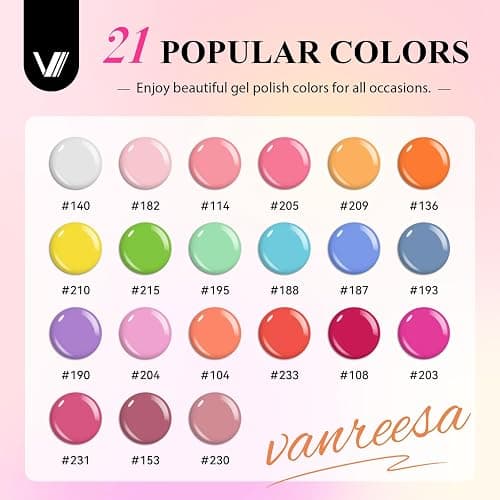 VANREESA 24 PCS Gel Nail Polish Set Spring Summer Colours Pink Blue Green Gel Polish Set Soak Off U V Nail Polish Kit with Base and Top Coat Nail Varnish DIY at Home Gifts for Women thumbnail 2