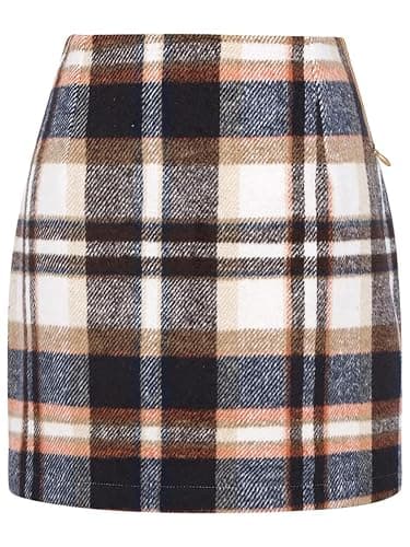 WIFFGO Womens Plaid Skirt 2025 Fall Dress Winter High Waisted Mini Wool Bodycon Pencil A line Dresses Outifts - Image 1