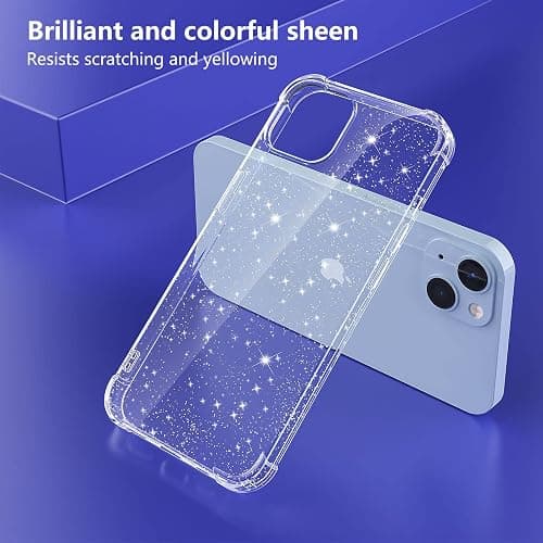 YIRSUR Coque Compatible avec iPhone 14 Plus Paillettes, avec 2 Verre Trempé Protection écran et 2 Caméra Arrière Protecteur, Transparent Glitter Etui Silicone TPU Bumper Antichoc Housse thumbnail 3