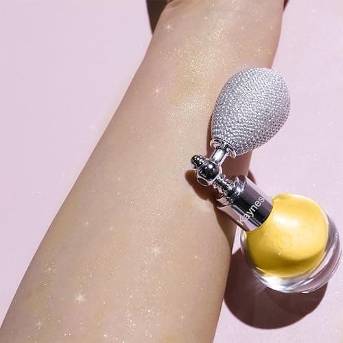Gold Highlighter Spray, Loose Shimmer Powder High Gloss Makeup Mist for Body, Face, Hair, Long Lasting Glitter Hairspray for Festive Party, Stage Shows, Nightclubs, Bar thumbnail 2