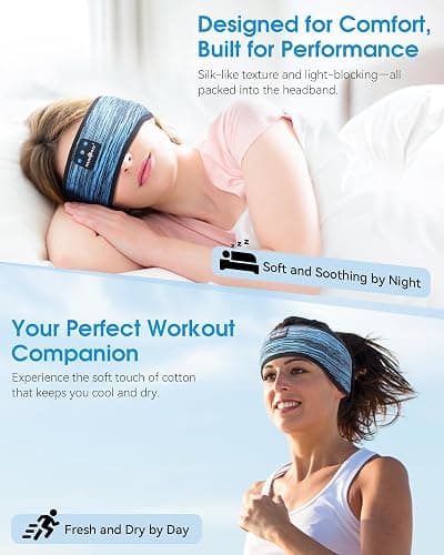 MUSICOZY Sleep Headphones Bluetooth 5.4 Headband, Wireless Music Sleeping Mask Headphones Earbuds Earphones Sweatproof for Women Mom Sports Workout Running Jogging Yoga Cool Gadgets Unique Gifts thumbnail 2