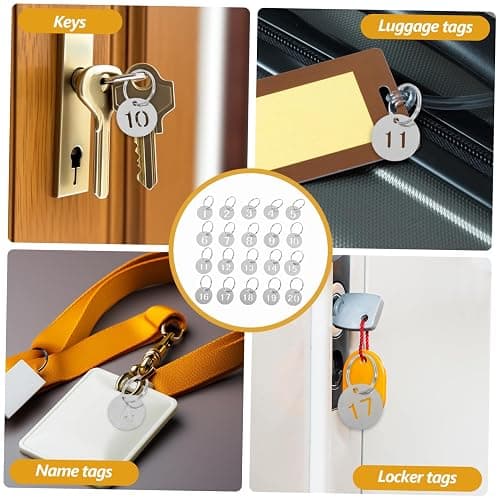 NUOBESTY 1-20 Stainless Steel Numbers Tags, Numbered Keychain Tags with Key Rings, Stainless Steel Keychains with Rings for Dormitory Keys House Lockers thumbnail 6