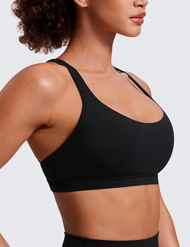 CRZ YOGA Naked Feeling Strappy Sports Bras for Women - Criss Cross Back Wireless Padded Cami Yoga Workout Top thumbnail 4